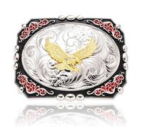BBOTEN Western Belt Buckle for Men, Large Belt Buckle Golden Soaring Eagle, Eagle Cowboy Big Belt Buckles, Red, S