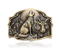 BBOTEN Western Belt Buckle - Norse Viking Wild Wolf Deer Eagle Bull, 5.howling Wolf, Large