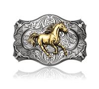 BBOTEN Western Cowboy Belt Buckle for Men Women, Horse Cross Bull Rodeo Belt Buckle, Thanksgiving Halloween Christmas Gifts, 1.running Horse, Large