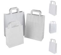 BBP Express 50 x White Kraft Paper Bag Ideal for Retail/Grocery/Coffee Shops (18x23x8cm)