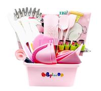 BBplusDD Kids Real Baking and Cooking Sets - 76 Pcs Baking Supplies for Girls & Boys Parent-Child Apron Cake Decorating Kit Baking Utensils with Storage Case (Pink), Green and Pink