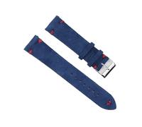 BBPLWEEA ENICEN Suede Leather Vintage Watch Straps Blue Watchbands Replacement Strap Compatible with Watch Accessories 18mm 20mm 22mm 24mm(RoyalBlue-Red Line,20mm)
