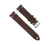 BBPLWEEA ENICEN Suede Leather Vintage Watch Straps Blue Watchbands Replacement Strap Compatible with Watch Accessories 18mm 20mm 22mm 24mm(Coffee-White Line,24mm)