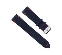 BBPLWEEA ENICEN Suede Leather Vintage Watch Straps Blue Watchbands Replacement Strap Compatible with Watch Accessories 18mm 20mm 22mm 24mm(DarkBlue-Red Line,22mm)