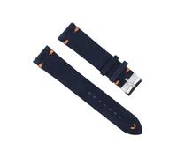 BBPLWEEA ENICEN Suede Leather Vintage Watch Straps Blue Watchbands Replacement Strap Compatible with Watch Accessories 18mm 20mm 22mm 24mm(DarkBlue-Orange Line,18mm)