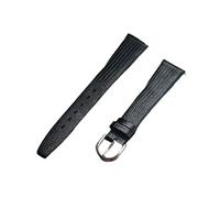 BBPLWEEA YingYou 12-21mm Vintage Watch Strap Embossed Calf Genuine Leather Thin And Soft Band((Black) silver buckle,21mm)
