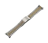 BBPLWEEA YingYou 13mm 17mm 18mm 19mm 20mm 21mm 22mm Solid Stainless Steel Watch Band Curved End Metal Strap Luxury Bracelet(Silver-Gold,17mm)