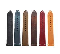 BBPLWEEA YingYou 18mm 20mm 22mm 19mm 21mm 24mm Vintage Waxed Leather Strap Wristband Stitched Cowhide Strap(Red,22mm)