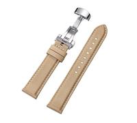 BBPLWEEA YingYou 20 22mm Sailcloth Nylon+Leather Watchband Waterproof Sport Quick Release Wristband Butterfly Clasp Bracelet(Khaki,22MM_GOLD BUCKLE)