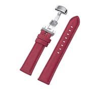 BBPLWEEA YingYou 20 22mm Sailcloth Nylon+Leather Watchband Waterproof Sport Quick Release Wristband Butterfly Clasp Bracelet(Red,20MM_ROSE GOLD BUCKLE)