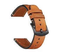 BBPLWEEA YingYou 20mm 22mm Handmade Head Layer Cowhide Leather Watch Strap Quick Release Universal Replacement Watch Band Wristband(Light Brown black BK,22mm)