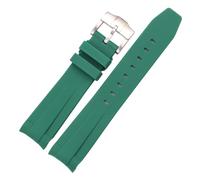 BBPLWEEA YingYou 20mm Curved End Watch Strap Black Green Blue Soft Silicone Diving Watchband Compatible With Rolex Submariner 40mm Wrist Band(Green)