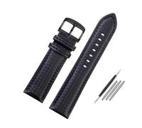 BBPLWEEA YingYou Carbon Fiber Pattern Cowhide Watch Strap Men's Accessories 18mm 20mm 21mm 22mm 23mm 24mm Black Red Watchband Bracelet Wristband(Black line black,18mm)