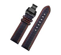 BBPLWEEA YingYou Carbon Fiber Pattern Cowhide Watch Strap Men's Accessories 18mm 20mm 21mm 22mm 23mm 24mm Black Red Watchband Bracelet Wristband(Orange line BK,21mm)