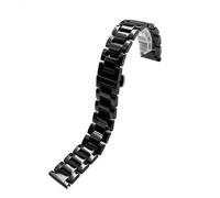 BBPLWEEA YingYou Ceramic Steel Watch Strap Men Black White Women's Stainless Steel Watch Chain Compatible With Tissot Compatible With Armani 12 13 14 15 16 17 18 20 22mm(Pure black,20mm)