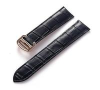 BBPLWEEA YingYou Compatible With Cartier Tank London Solo Key Leather Strap Foldover Clasp Red Blue Grey Green Brown Leather Watch Strap Accessories(Black Rose Buckle,15)