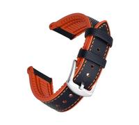 BBPLWEEA YingYou Hybrid FKM Leather Watch Strap 20mm 22mm Waterproof Dustproof Multi Color Fluororubber Watchbands + Tool(Black Orange,22mm)