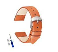 BBPLWEEA YingYou Leather Watch Band 14mm 16mm 18mm 20mm 22mm Thin Smooth Straps Belt Bracelets Soft Comfortable Strap(Orange,20mm)