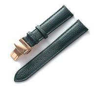 BBPLWEEA YingYou Leather Watch With Green Soft Cowhide Men's And Women's Accessories Substitute Compatible Longines Tissot Strap(Dark green rose,21)