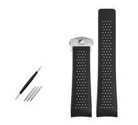 BBPLWEEA YingYou Natural Rubber Strap, Waterproof Sports, Soft Silicone Material, 22mm/24mm(Black-silver,24mm)