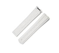 BBPLWEEA YingYou Newly designed FKM 20mm curved end, compatible with Omega Seamaster 300 rubber strap with folding clasp(White,Silver Buckle)