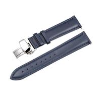 BBPLWEEA YingYou Quick Release Smooth Genuine Calfskin Leather Watchband 14/18/20/ 22mm Straps With Solid Butterfly Buckle Business(Blue-silver,14mm)
