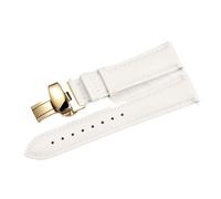 BBPLWEEA YingYou Quick Release Smooth Genuine Calfskin Leather Watchband 14/18/20/ 22mm Straps With Solid Butterfly Buckle Business(White-gold,14mm)