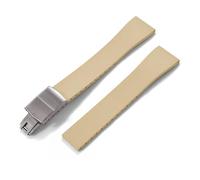 BBPLWEEA YingYou Rubber strap: 16mm, 18mm, 19mm, 20mm, 21mm, 22mm FKM CTS strap with quick-release silver butterfly buckle, can be cut(Khaki With Buckle,20mmx16mm)