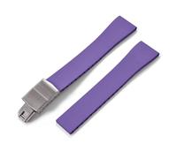 BBPLWEEA YingYou Rubber strap: 16mm, 18mm, 19mm, 20mm, 21mm, 22mm FKM CTS strap with quick-release silver butterfly buckle, can be cut(Purple With Buckle,16mmx14mm)