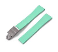 BBPLWEEA YingYou Rubber strap: 16mm, 18mm, 19mm, 20mm, 21mm, 22mm FKM CTS strap with quick-release silver butterfly buckle, can be cut(Cyan With Buckle,22mmx18mm)