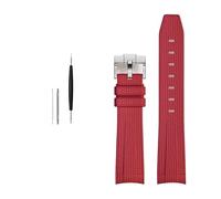 BBPLWEEA YingYou Rubber Watchband Compatible With Rolex Omega Compatible With Swatch Joint MoonSwatch Constellation Waterproof Sports 20mm Watch Strap Curved End Band(Red SR buckle)