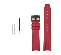 BBPLWEEA YingYou Rubber Watchband Compatible With Rolex Omega Compatible With Swatch Joint MoonSwatch Constellation Waterproof Sports 20mm Watch Strap Curved End Band(Red BK buckle)