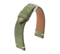 BBPLWEEA YingYou Suede Leather Strap Watch Band Vintage Bracelaet Handmade Stitching Wristband 18mm 19mm 20mm 21mm 22mm 24mm Wristbelt(Green,18mm)