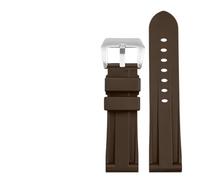 BBPLWEEA YingYou Waterproof Men's Silicone Watch Band 22 24mm 26mm Rubber Strap(Brown-silver strap,24mm)