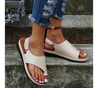BBPM Women Comfy Sandal Summer Big Toe Correction Sandal PU Leather Casual Feet Correct Flat Shoes Summer Beach Travel Shoes,Gold,EU37/US6