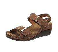 BBPM Women's Flat Sandals Summer Arch Support Sandals Comfortable Walking Wedge Sandals Orthopedic Shoes Slip-on Light Weight Slingback Casual Walking Sandals,Brown,7 UK