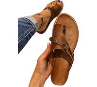 BBPM Women's Orthotics Sandals Bunion Sandals Correction Sandals Comfy Platform Sandals Bunion Correction Sandals Orthopedic Toe Ring Slides Flip Flops,Brown,EU40/US8