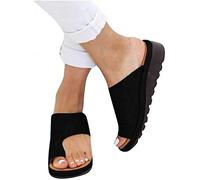 BBPM Womens Summer Orthopedic Sandals Toe Separation Shoes Bunion Correction Flat Slipper Casual Sandals,Black,EU37/US6