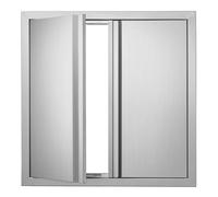 BBQ Access Door 61 x 61 cm or 24 x 24 inches Double Stainless Steel Outdoor Kitchen Door Flush Mount with Retractable Handles Barbecue Grill Island Station Vertical Wall Cabinet Storage Cabinet