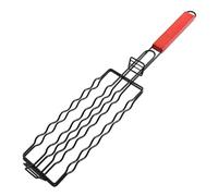 BBQ Accessories 2-Piece Stainless Steel Grill Cage - 48.5x9cm Anti-Scald Wire Mesh Roaster with Hook, for All Types of Food, Black/Silver for Camping Picnic
