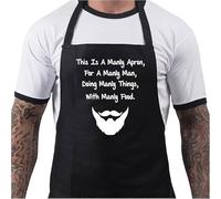 BBQ Aprons for Men, Funny Cooking BBQ Apron in 100% Cotton, Adjustable with 2 Pockets, Birthday, Christmas, Cooking Gifts for dad, chef, husband, him - Manly Man - Black