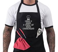 BBQ Aprons for Men, Funny Cooking BBQ Apron in 100% Cotton, Adjustable with 2 Pockets, Birthday, Christmas, Cooking Gifts for dad, chef, husband, him - Wear My Cape - Black