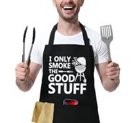 BBQ Aprons for Men, One-Piece Funny Apron, Ideal Gift for Dad & Grandad, Personalised Black Apron with Pockets, Unusual Novelty Presents for Father's Day & Christmas, Chef's Kitchen Cooking Apron