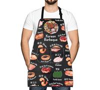 BBQ Asia Cuisine Lover Kitchen Apron Mom Dad BFF Korean Barbeque Cooking New Home Apron (Korean Barbeque)