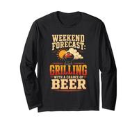 BBQ Backyard Weekend Forecast Grilling Chance Beer Long Sleeve T-Shirt