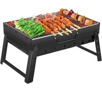 BBQ Barbecue Grill, Portable Folding Charcoal Barbecue Desk Tabletop Outdoor Stainless Steel Smoker BBQ for Picnic Garden Terrace Camping Travel