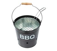 BBQ Barbeque Bucket - Black Galvanised - Includes: Bucket, Fuel Bowl & Grill with Handle.
