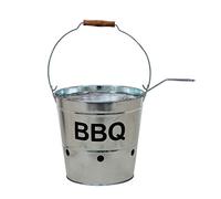 BBQ Barbeque Bucket - Silver Galvanised - Includes: Bucket, Fuel Bowl & Grill with Handle.
