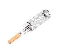 BBQ Basket - Stainless Steel Rolling Grill Basket, Portable Grill Food Holder | Rolling Grill Basket Tray, Grill Accessories Grill Hutch for Vegetables, Vegetable