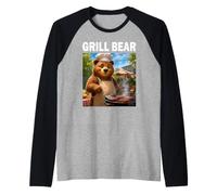BBQ Bear Grill Master Funny Barbecue Chef Grilling Shirt Raglan Baseball Tee
